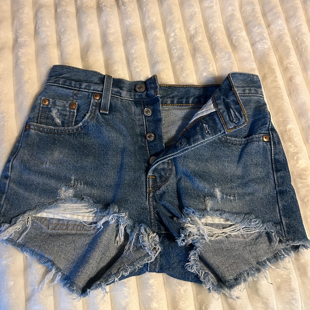 Levi's 501 Blue Jean Shorts Distressed Cut-Off Style CAN SHIP NEXT DAY
